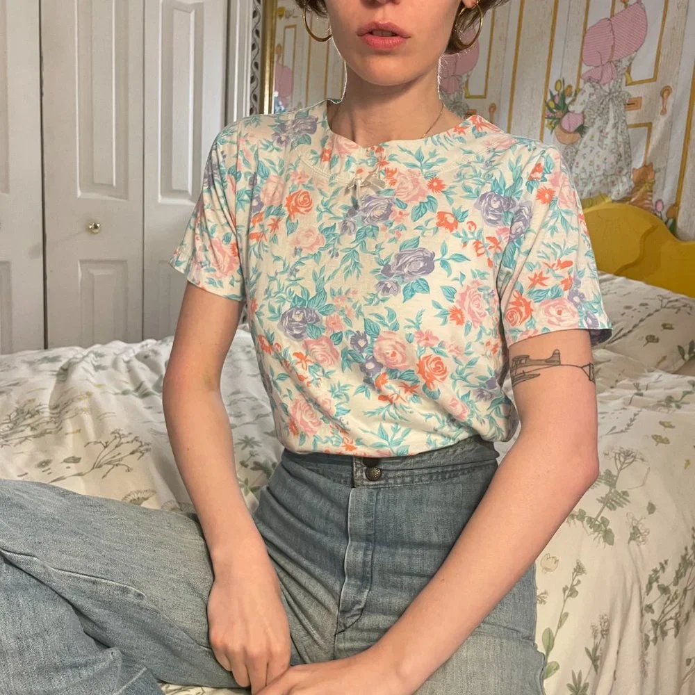 1980s Vintage HER floral cottage style shirt! - Picture 3 of 10